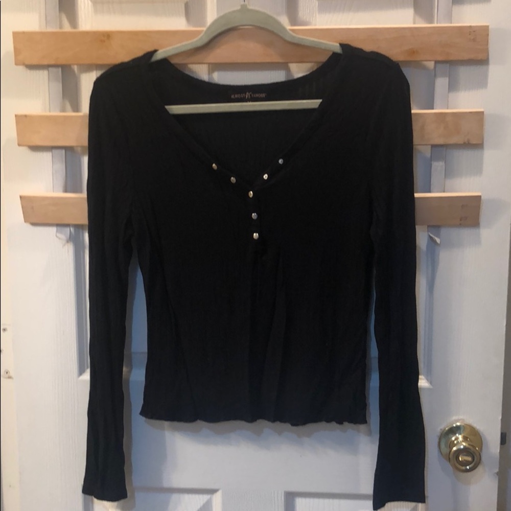 Black long sleeve with button top